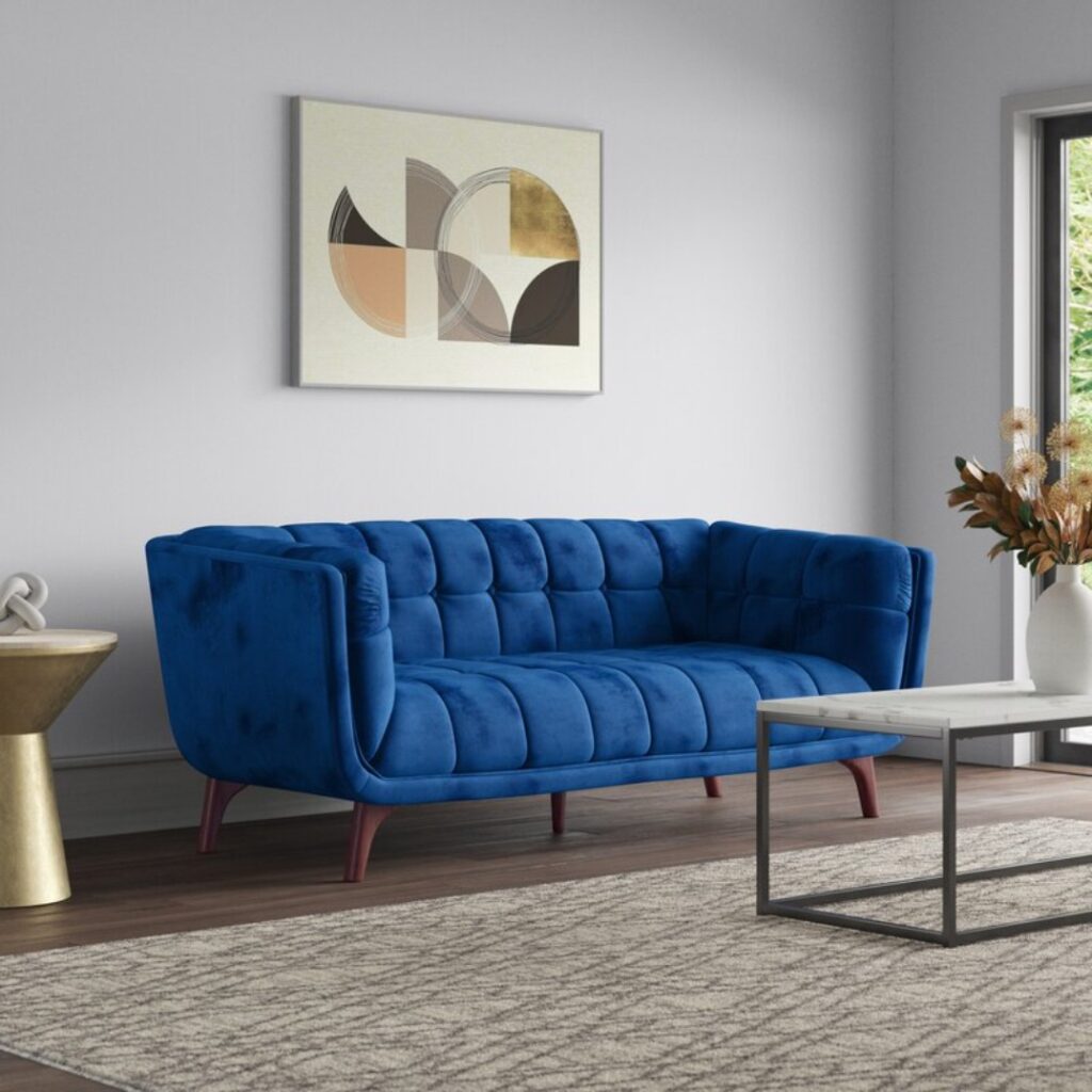 Flared Arm Tufted Velvet 3 Seater Sofa | Sonar Enterprises